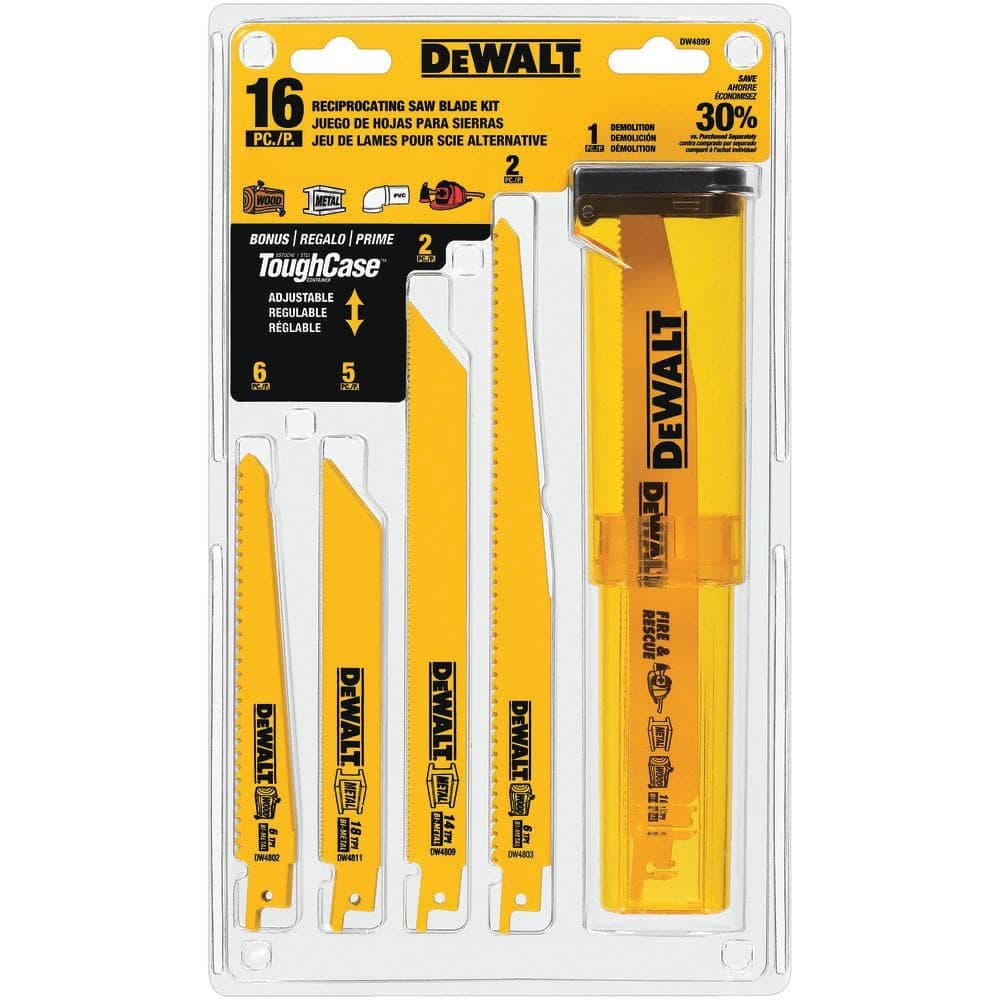 DEWALT Bi-Metal Reciprocating Saw Blade Set with Case (16-Piece) with Bonus 4-1/2 in. Metal and SS Cutting Wheel (5-Pack) (2)