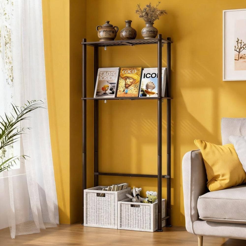 Whatseaso 25 in. W x 54 in. H x 10 in. D Brown Over The Toilet Storage with 2 Shelves (2)