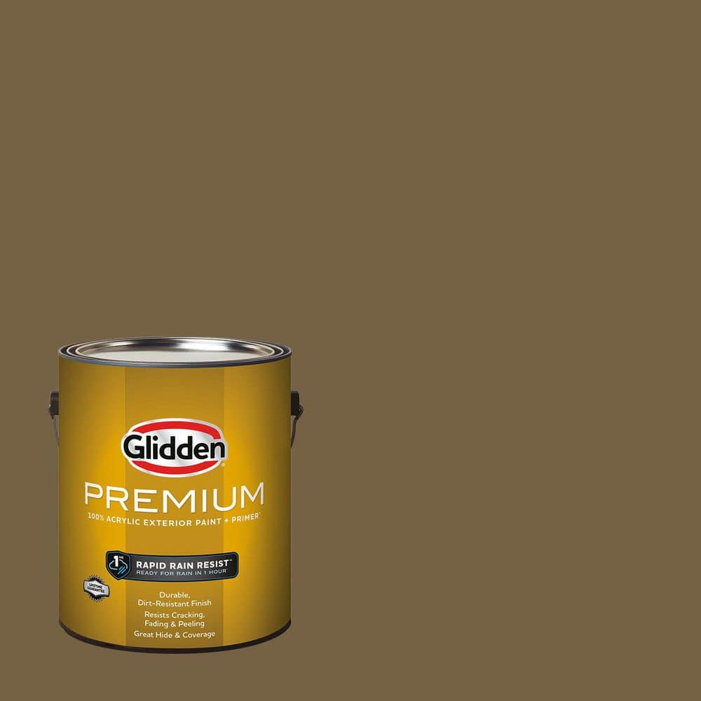 Glidden Premium 1 gal. PPG1097-7 Olive Wood Flat Exterior Latex Paint