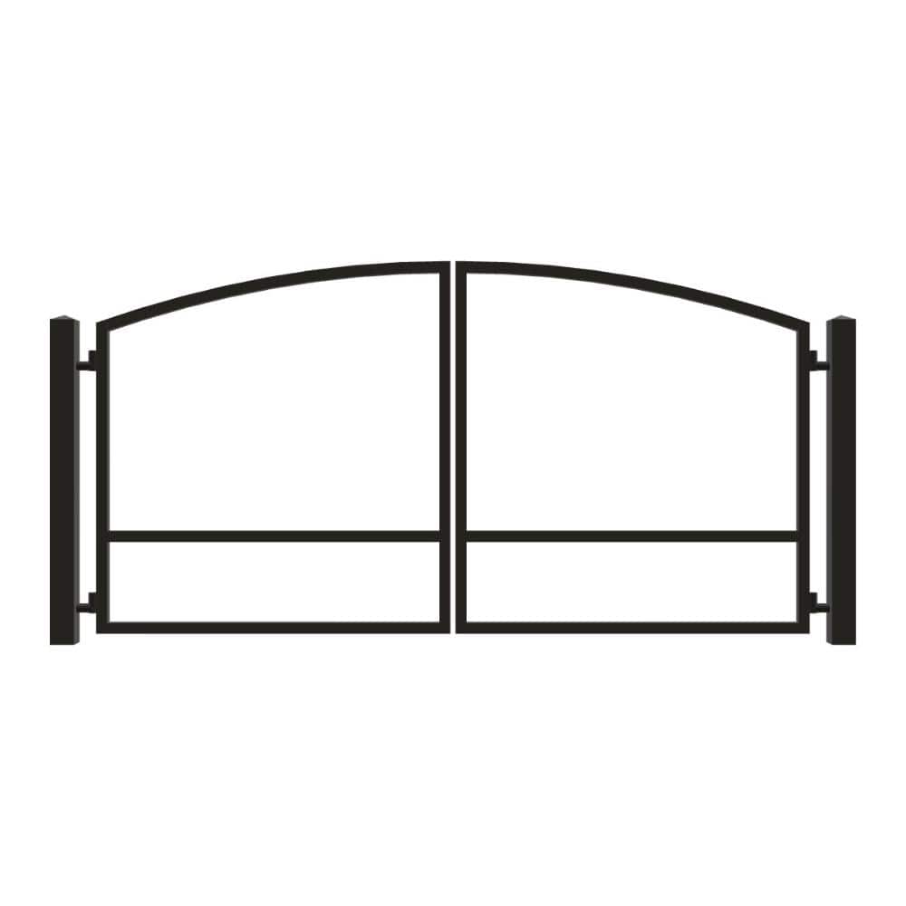 Unbranded Driveway Gate — Swing, Center, Arch, Black — 148"W x 72"H (1)