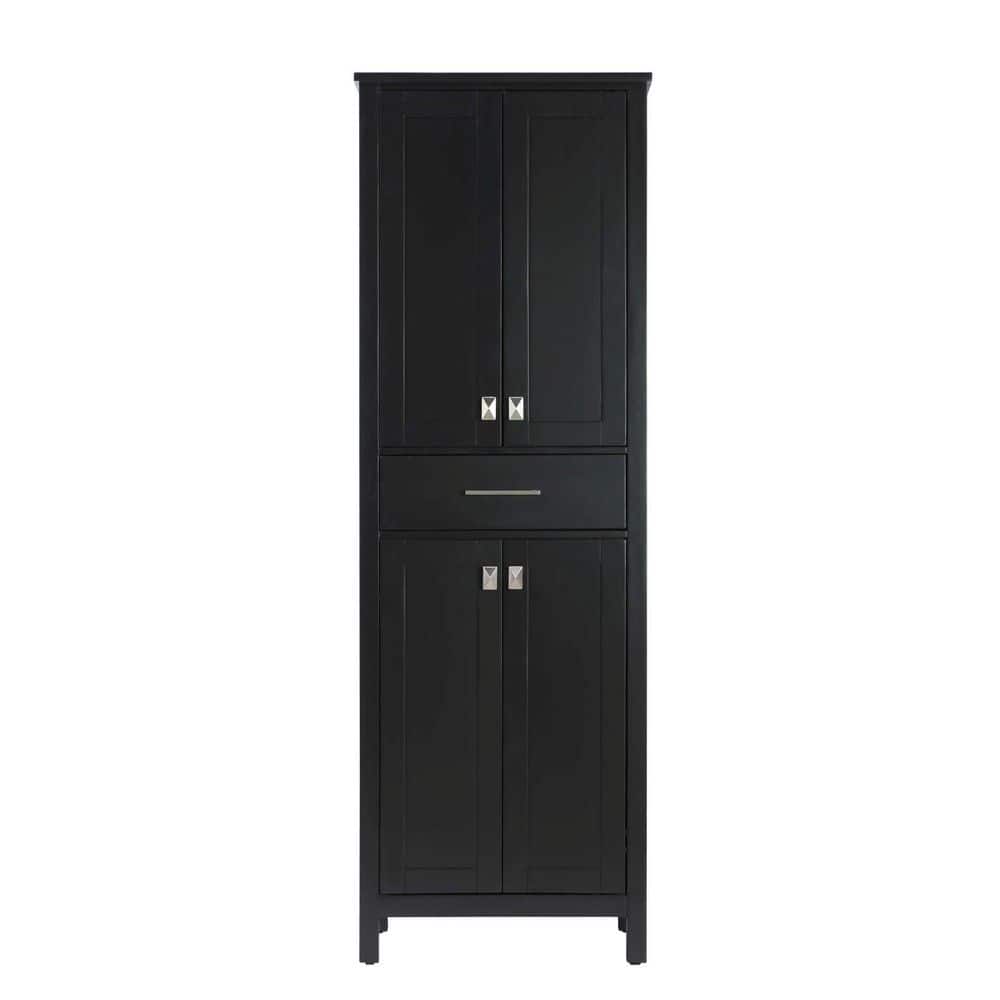 TIMELESS HOME 24 in. W x 18 in. D x 72 in. H Black Freestanding Linen Cabinet (1)