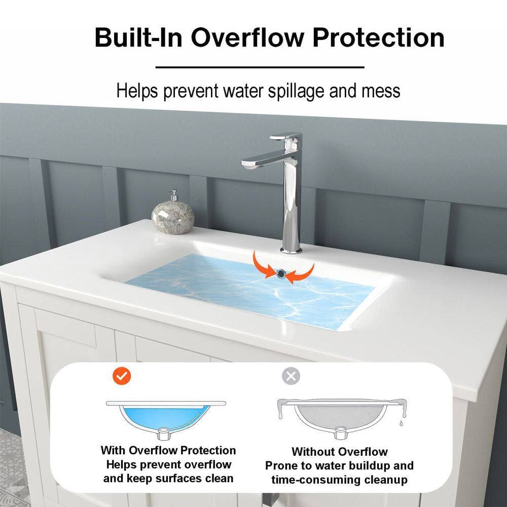 TJAmerican 42 in. Rectangular Integrated Ceramic Bathroom Sink in Gloss White (3)