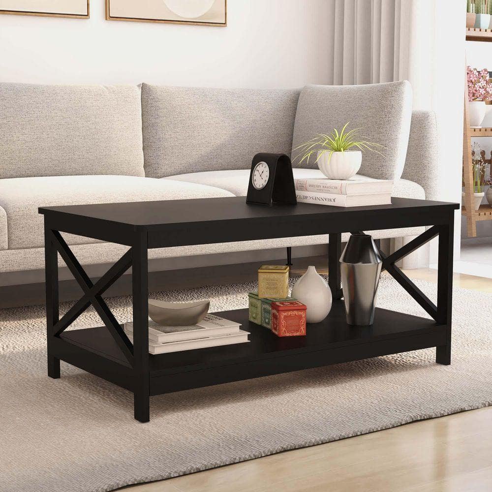 XUJMK 40 in. W x 22 in. D x 18 in. H Black Linen Cabinet, Coffee Table Oxford End Table for Dinning Room (1)