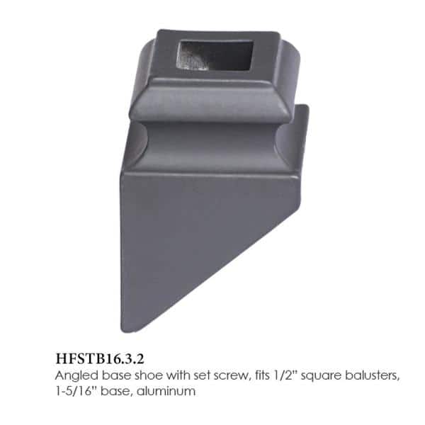 HOUSE OF FORGINGS Square Hole 1.3125 in. Aluminum Angled Shoe Baluster Shoe Satin Black (2)