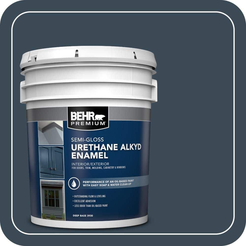BEHR PREMIUM 5 gal. #BXC-26 New Navy Blue Urethane Alkyd Semi-Gloss Enamel Interior/Exterior Paint