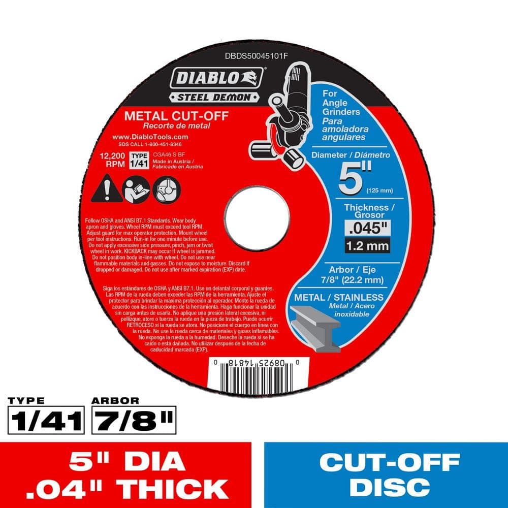 DIABLO Steel Demon 5 in. x 0.045 in. x 7/8 in. Metal Cut Off Type 1 (1)