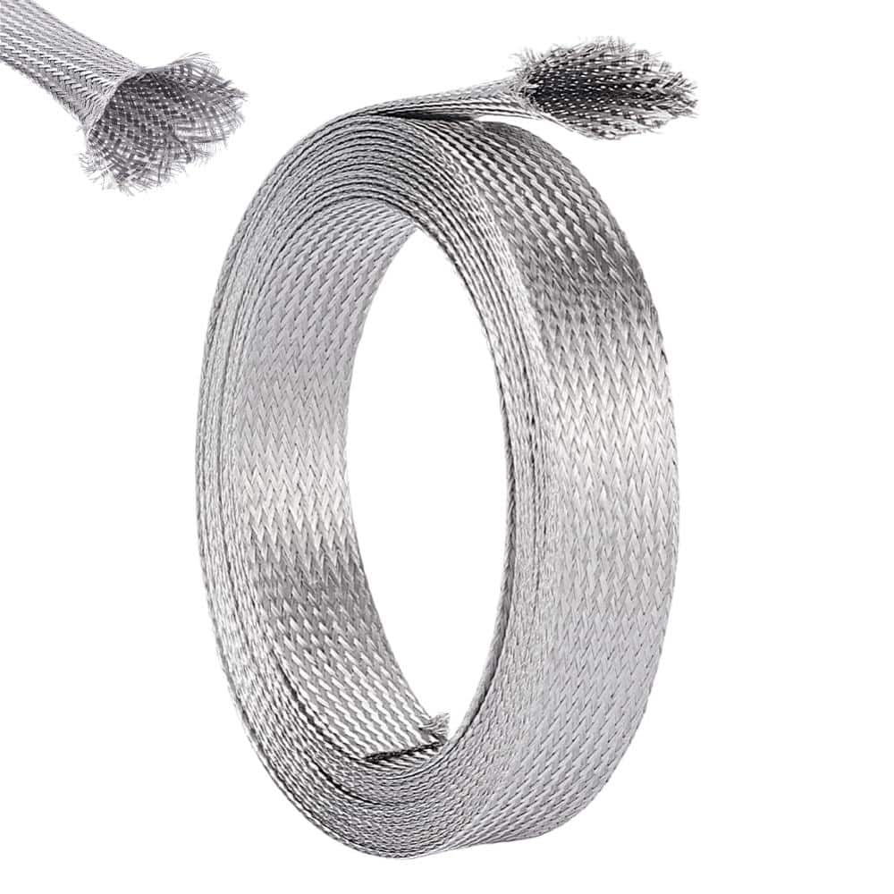 Unbranded Stainless Steel Braided Cable Sleeving 0.78 in Wide 13.12 ft Expandable Wire Shielding Mesh for Cables (1)