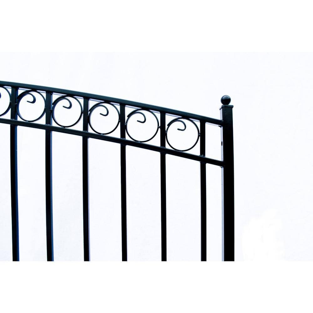 ALEKO 21 ft. 6 ft. 16 ft. Black Steel Single Sliding Driveway Gate Paris Style with Pedestrian Gate 5 ft. Fence Gate (4)