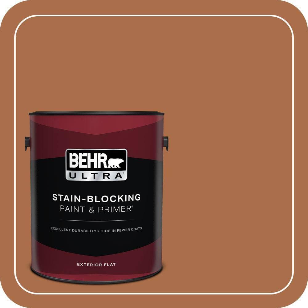BEHR ULTRA 1 gal. #QE-13 Smoldering Copper Flat Exterior Paint & Primer