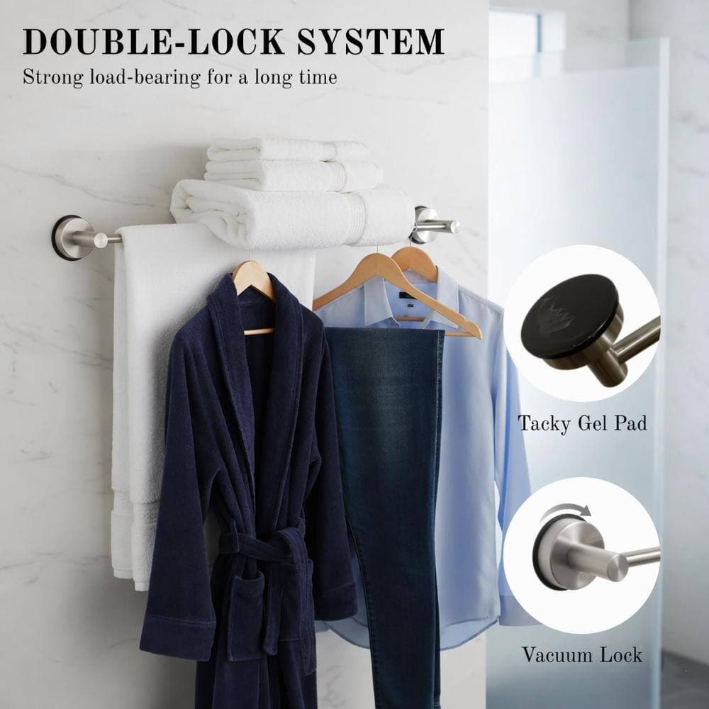 Unbranded Adjustable Retractable Stainless Steel Towel Bar for Bathroom, 17-28 in, Wall Mounted, No Drill, 15 lb (2)