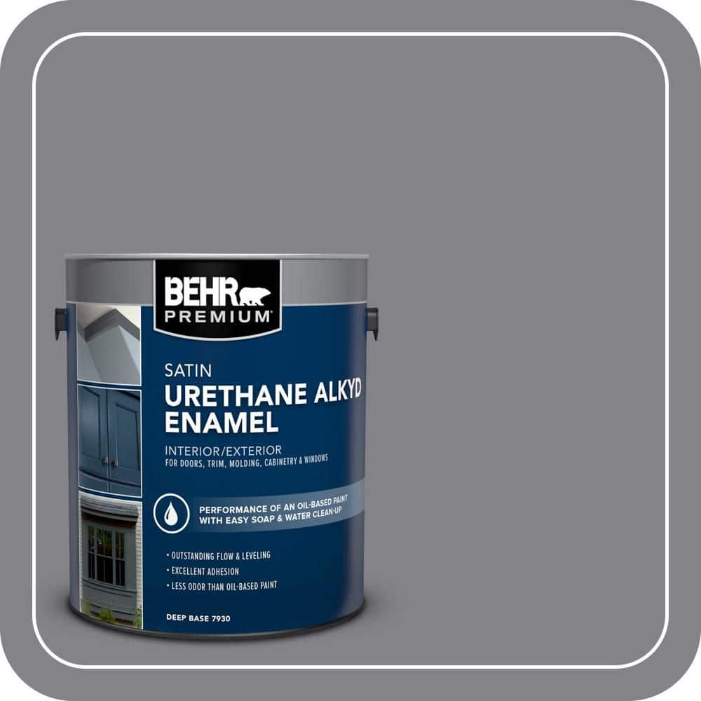 BEHR PREMIUM 1 gal. #AE-52 Rising Smoke Urethane Alkyd Satin Enamel Interior/Exterior Paint (1)