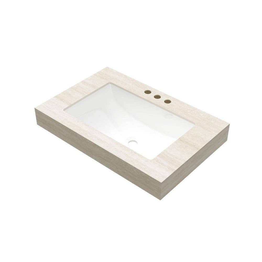 LIVACA 30 in. Bathroom Sink 19 in. Drop-In Sink in Beige with Sintered Stone Countertop and Ceramic Basin (1)