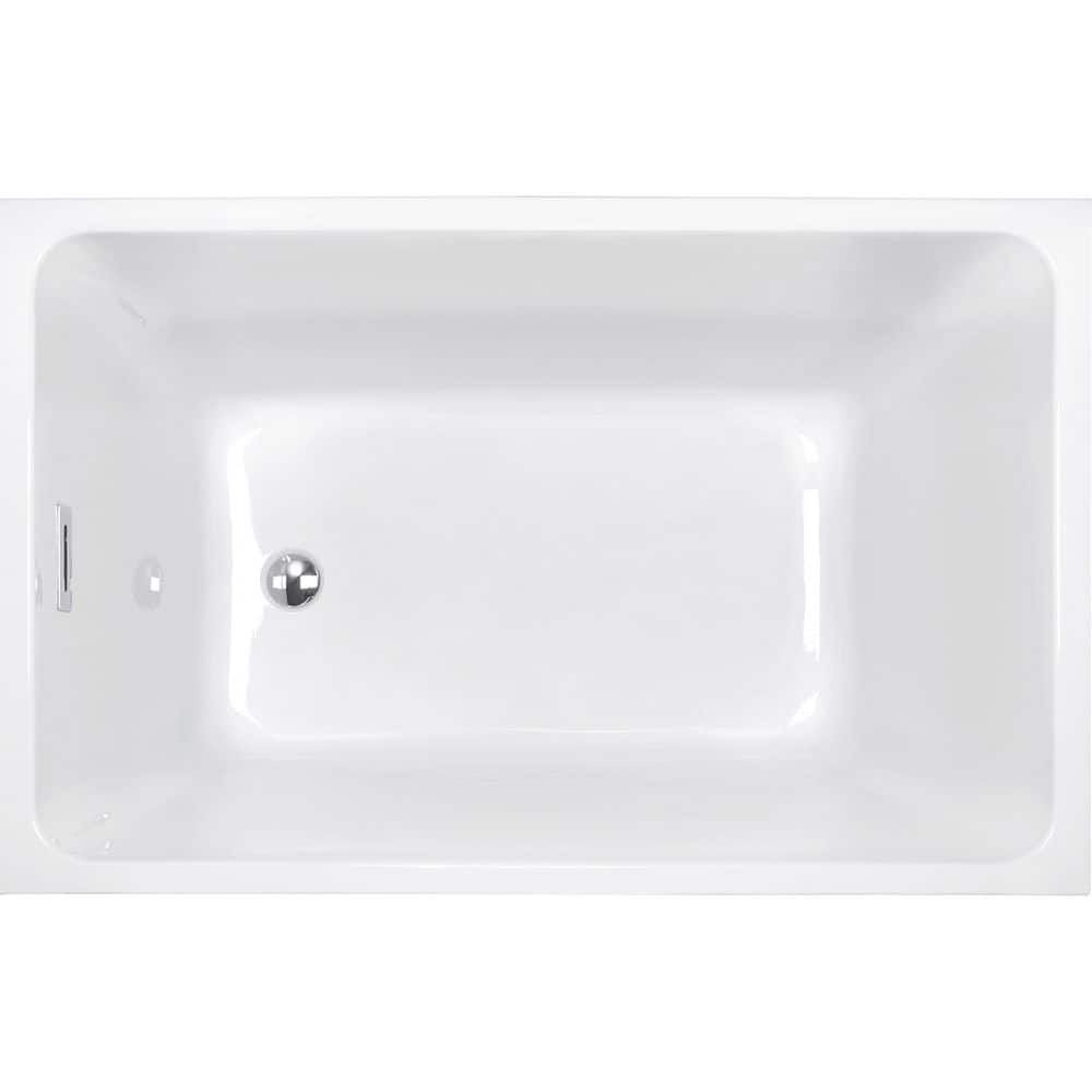 LUXSHERY 43 in x 27.6 in. Acrylic Freestanding Soaking Bathtub with Chrome Overflow and Pop-Up Drain in Gloss White Finish