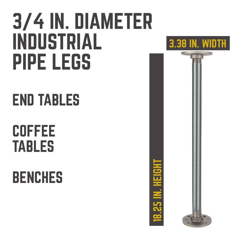 PIPE DECOR 3/4 in. Black Steel Pipe Table Legs with Round Flanges (4)