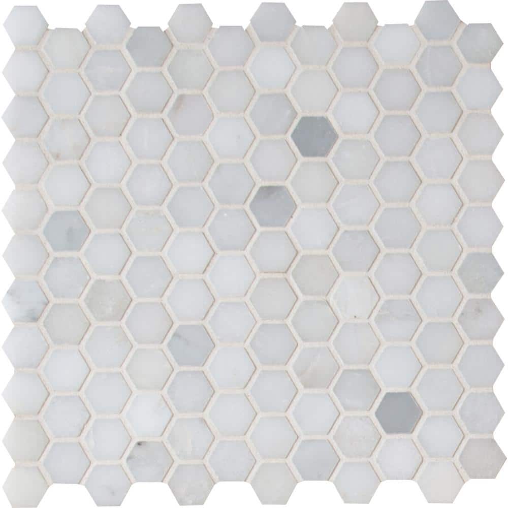 MSI Greecian White 1 in. Hexagon 12 in. x 12 in. x 0.38 in. Polished Marble Mesh-Mounted Mosaic Tile (0.95 sq. ft./Each) (2)