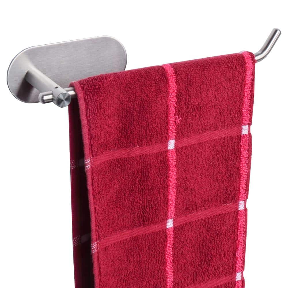 Unbranded Stainless Steel Self Adhesive Hand Towel Rod with Brushed Nickel Finish for Wall Mounting (1)