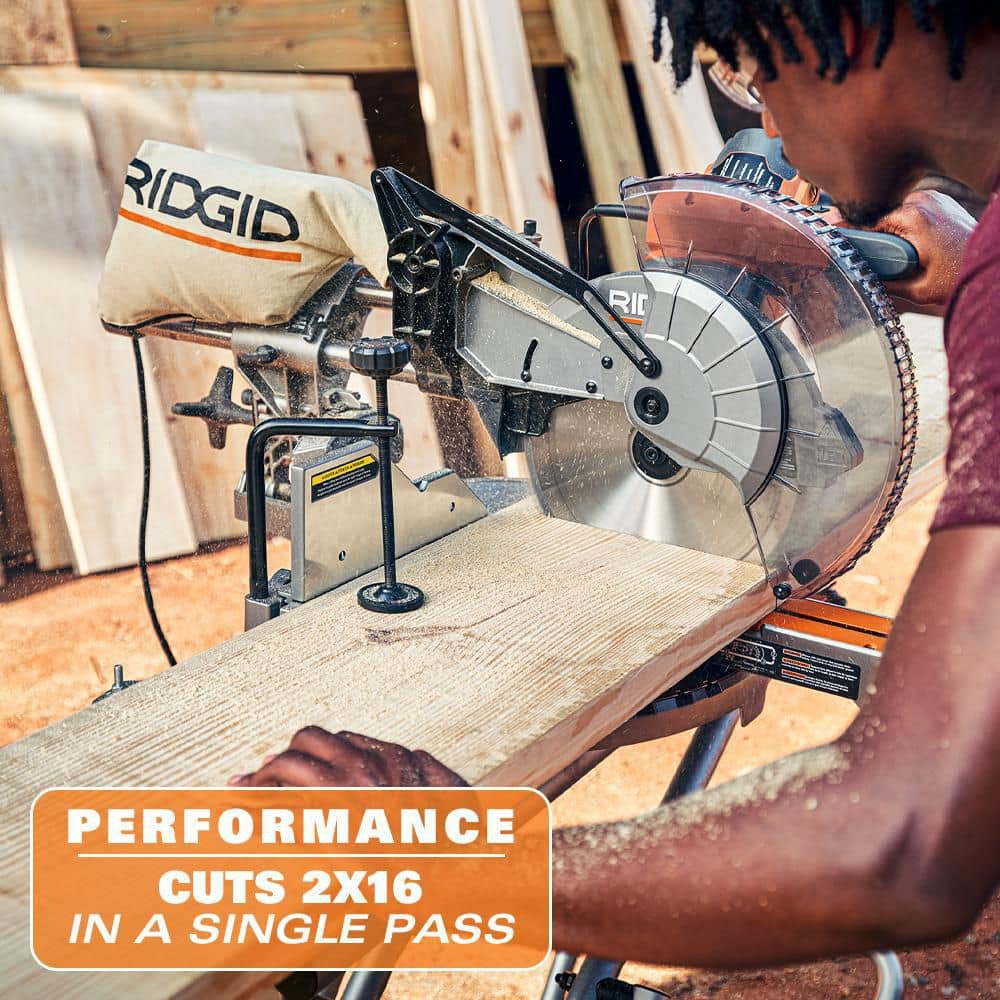 RIDGID 15 Amp Corded Dual Bevel Sliding Miter Saw with 70 Deg. Miter Capacity and LED Cut Line Indicator (4)