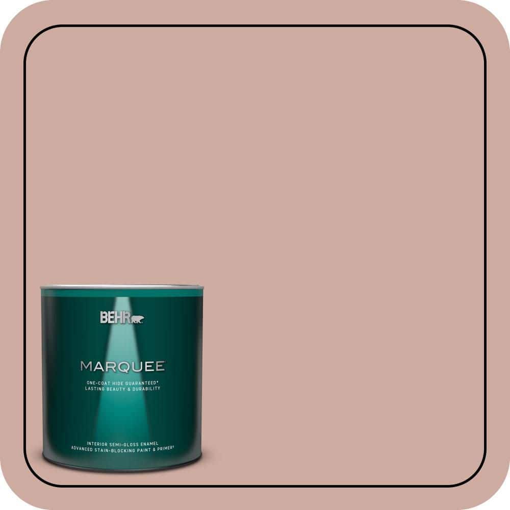 BEHR MARQUEE 1 qt. #MQ1-50 Art Deco Pink One-Coat Hide Semi-Gloss Enamel Interior Paint & Primer