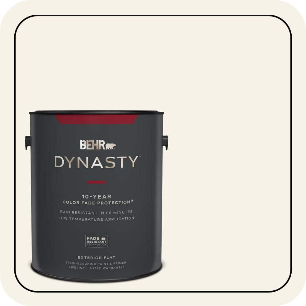 BEHR DYNASTY 1 gal. #W-F-400 Swan Wing Flat Exterior Stain-Blocking Paint & Primer