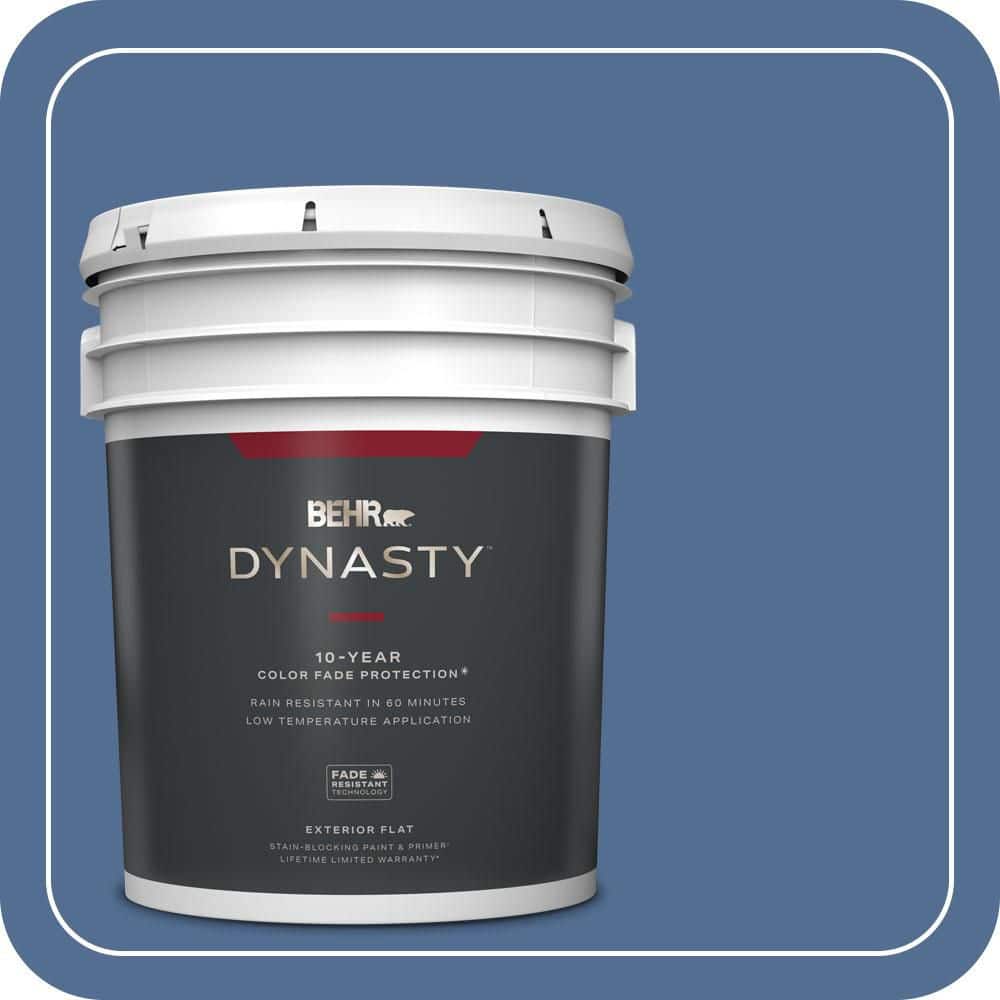 BEHR DYNASTY 5 gal. #M530-6 Charter Blue Flat Exterior Stain-Blocking Paint & Primer