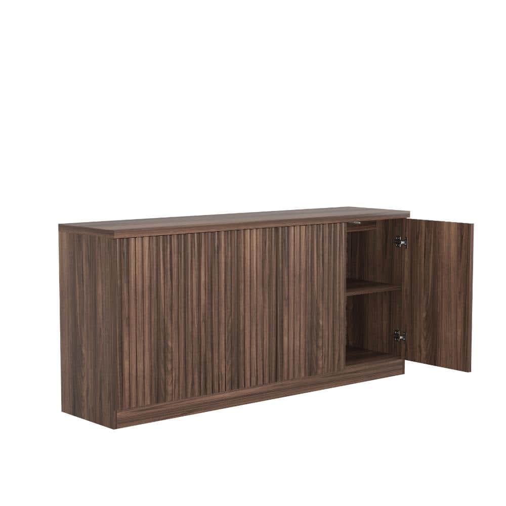 COWLOWN 62.6 in. W x 15.6 in. D x 29.5 in. H Brown Linen Cabinet with 4 Doors (1)
