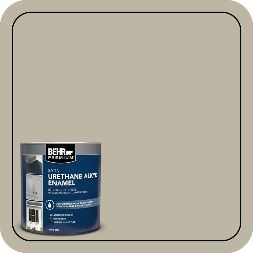 BEHR PREMIUM 1 qt. #780D-4 Koala Bear Satin Enamel Urethane Alkyd Interior/Exterior Paint (1)