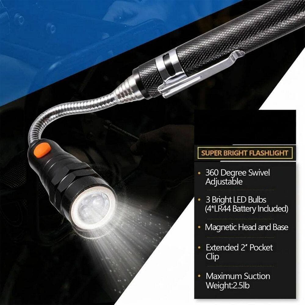 Misopily 4.9 to 34.65 in. Telescoping Magnetic Pickup Tool Set with LED Flashlight, Inspection Mirror, Gift Tool Kit for Men (2)