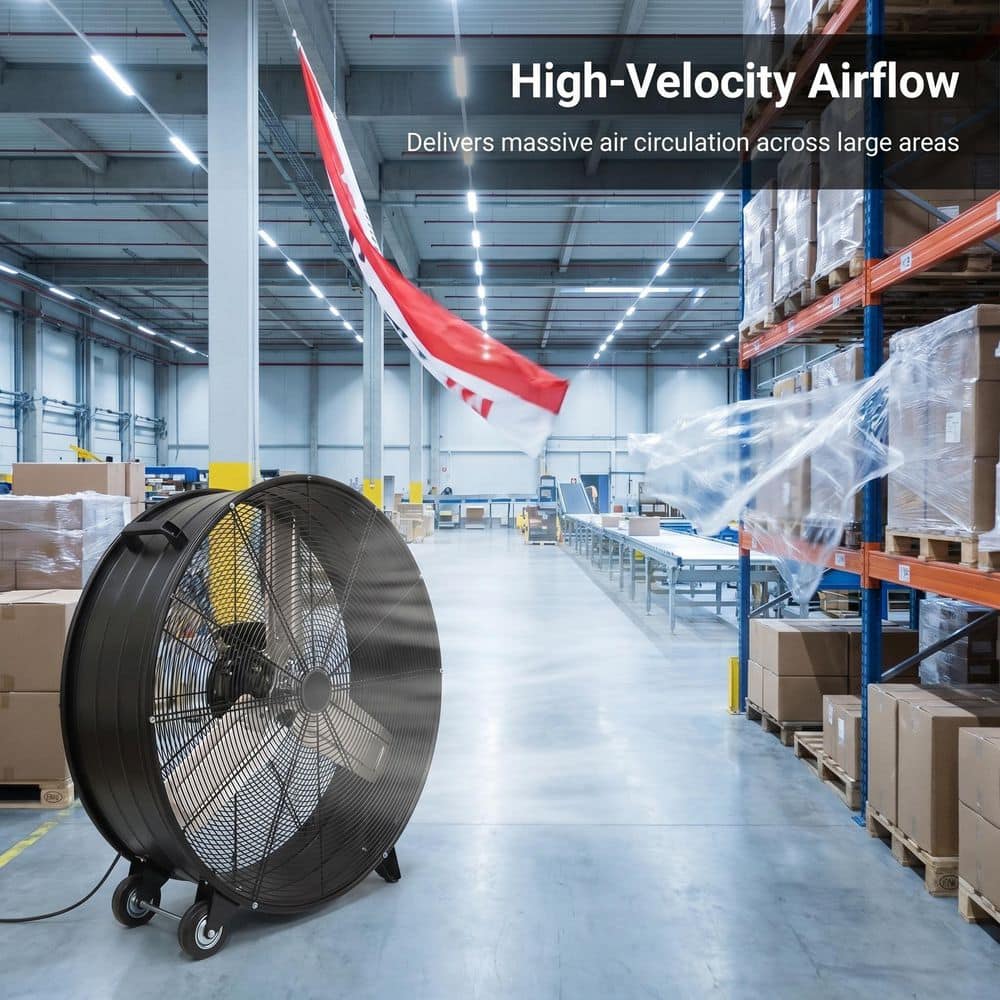 Edendirect 2-Speed ​​13520 CFM Heavy-Duty Industrial Drum Fan in, High Velocity, Turbo Blade, Durable, Powerful Motor (3)
