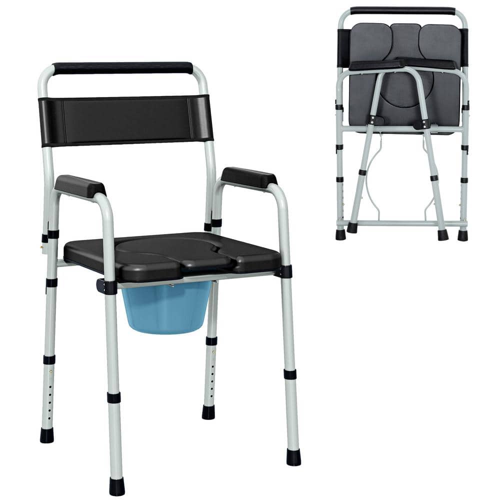 HOMCOM Folding Bedside Commode Chair for Seniors, Adults, Handicap, Raised Toilet Seat with Handle, Adjustable Height, 330 lbs. (1)