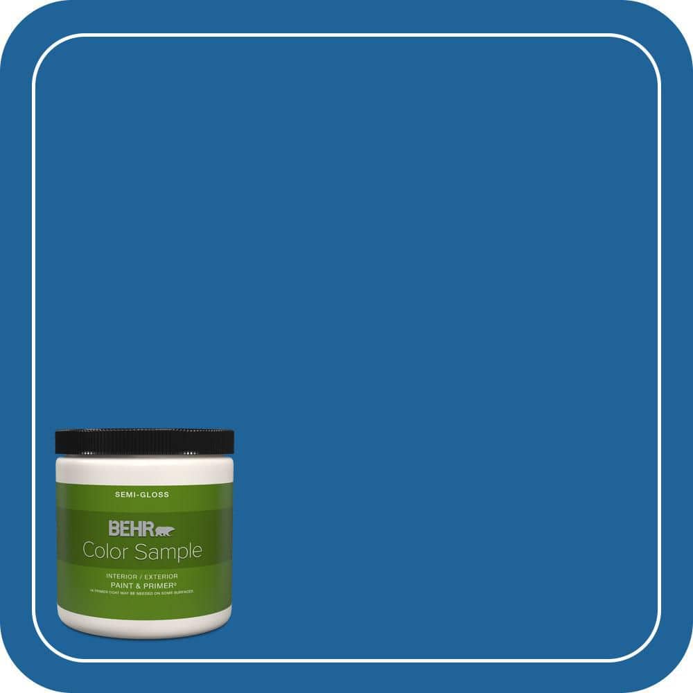 BEHR PREMIUM PLUS 8 oz. #570B-7 Cobalt Glaze Semi-Gloss Interior/Exterior Paint & Primer Color Sample (1)