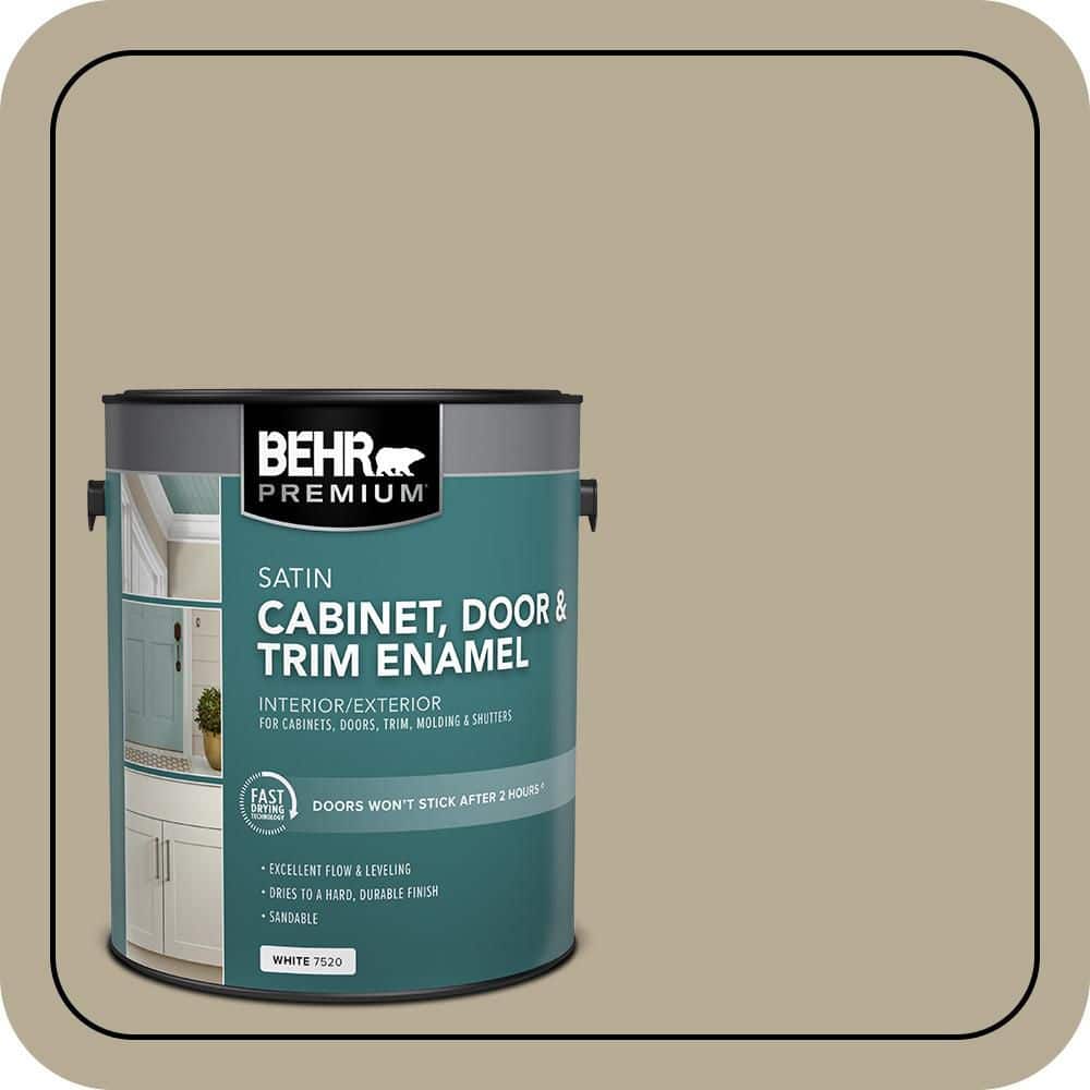 BEHR PREMIUM 1 gal. #N330-4 Explorer Khaki Satin Enamel Interior/Exterior Cabinet, Door & Trim Paint