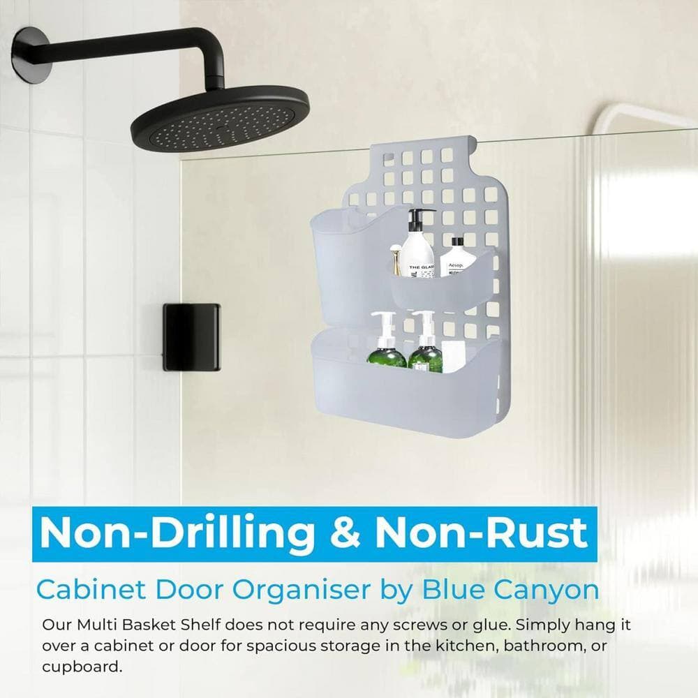 Adrinfly Versatile Over Cabinet/Door Storage Organizer with Interchangeable Baskets for Shower Caddy 3in. White (3)