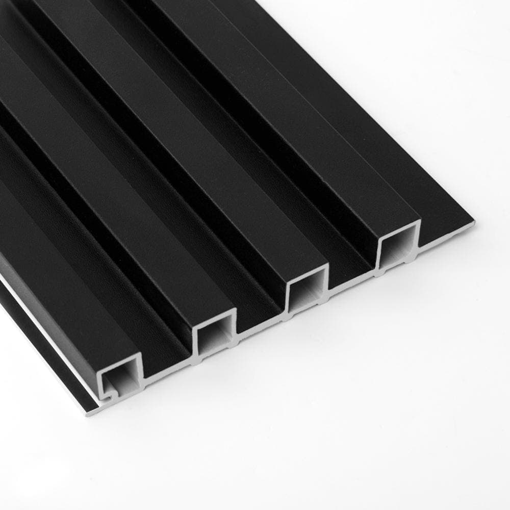 Art3dwallpanels Matte Black 0.83 in. x 1/2 ft. x 8 ft. Slat Water Resistant Acoustic Diffuser Decorative Wall Paneling (32 sq. ft./Case)