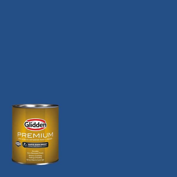 Glidden Premium 1 qt. PPG1161-7 Brilliant Blue Semi-Gloss Exterior Latex Paint (2)