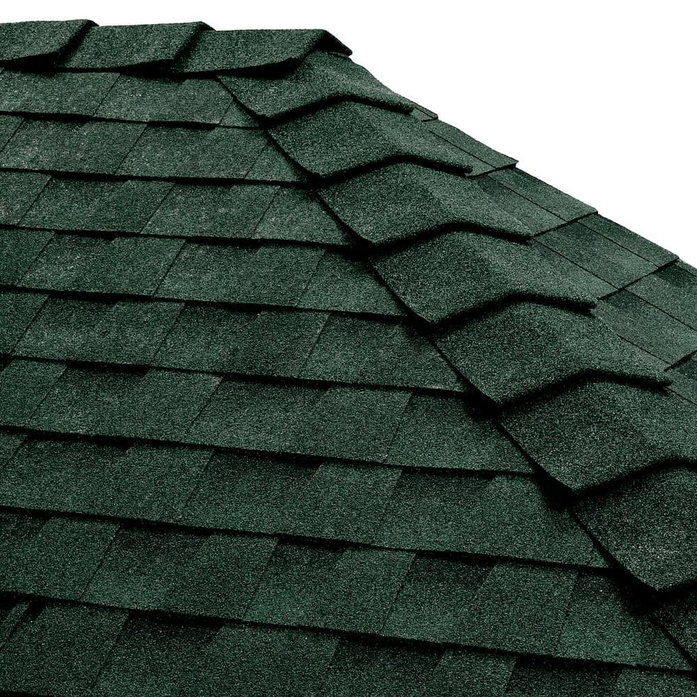GAF TimberCrest 10 in. width Hunter Green Bullnose Hip and Ridge Cap Shingles (20 linear feet per Box) (30-pieces)