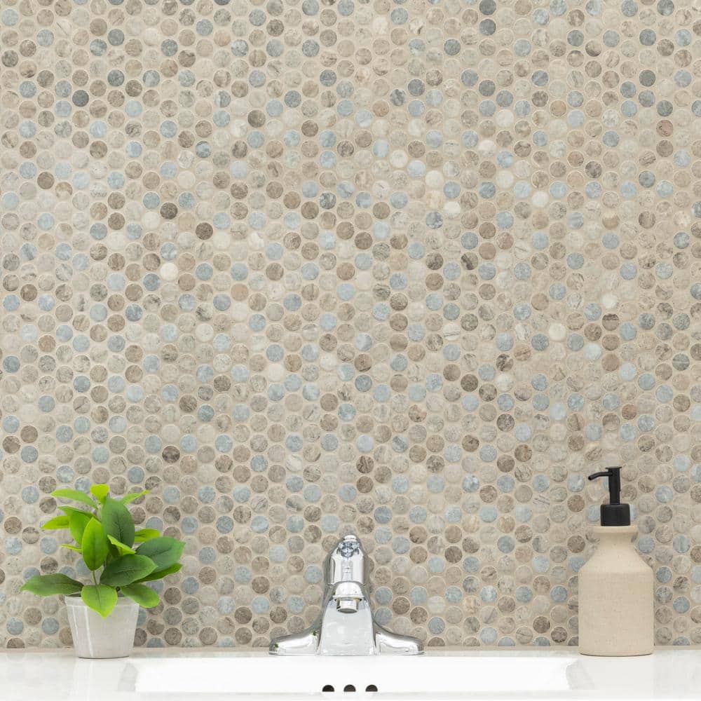 MSI Stonella Penny Round 12 in. x 12 in. x 0.24 in. Glass Mesh-Mounted Mosaic Wall Tile (1 sq. ft./Each) (4)