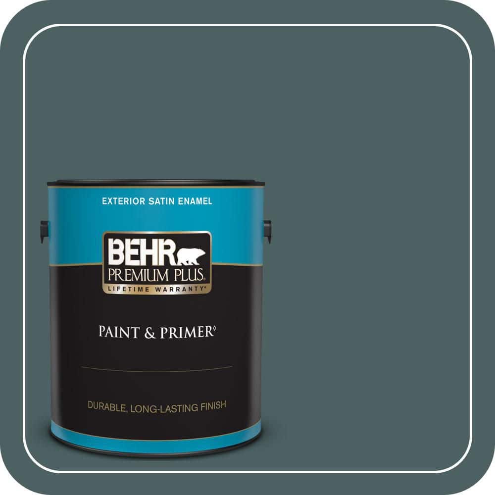 BEHR PREMIUM PLUS 1 gal. #PPU12-20 Underwater color Satin Enamel Exterior Paint & Primer