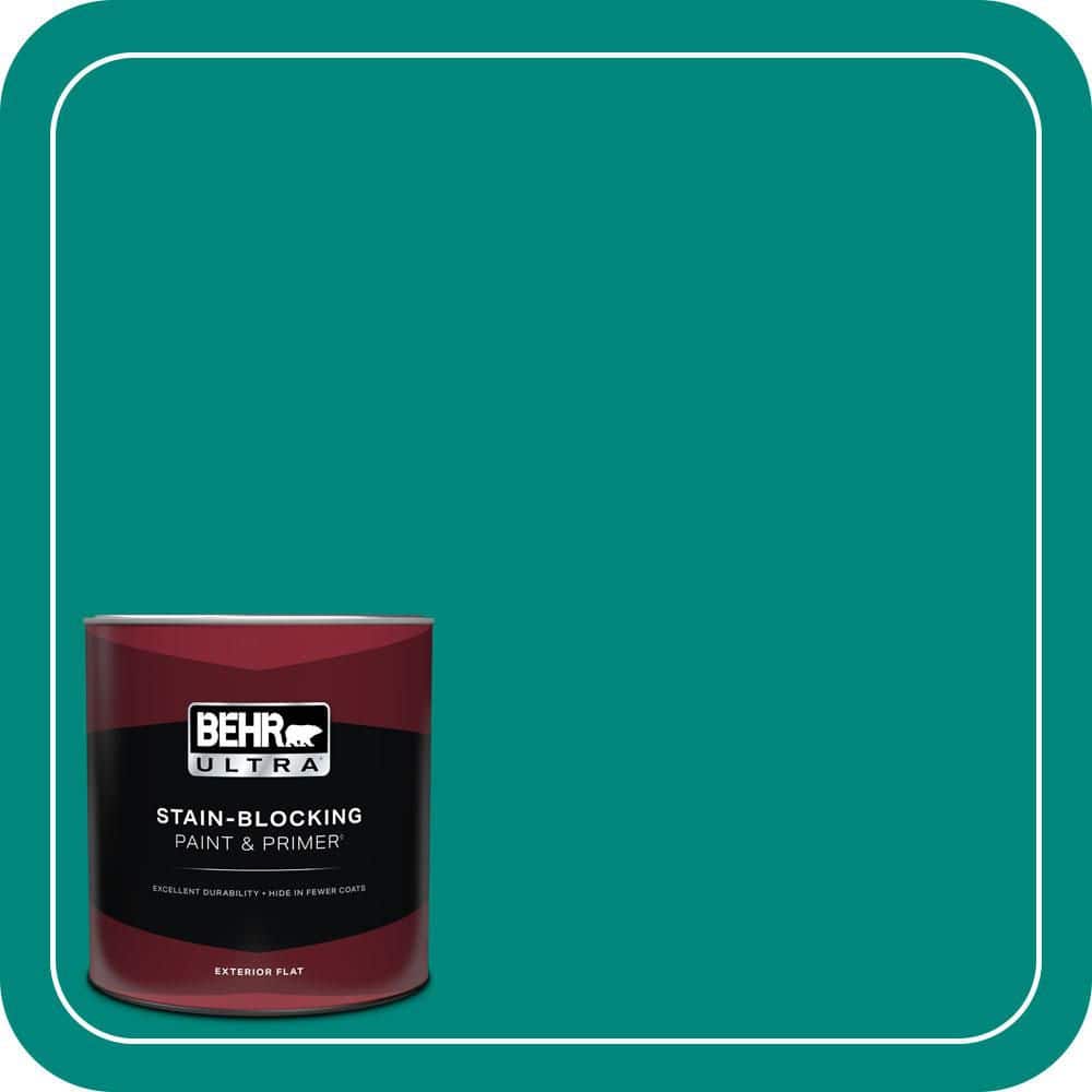 BEHR ULTRA 1 qt. #P450-7 Mystic Turquoise Flat Exterior Paint & Primer