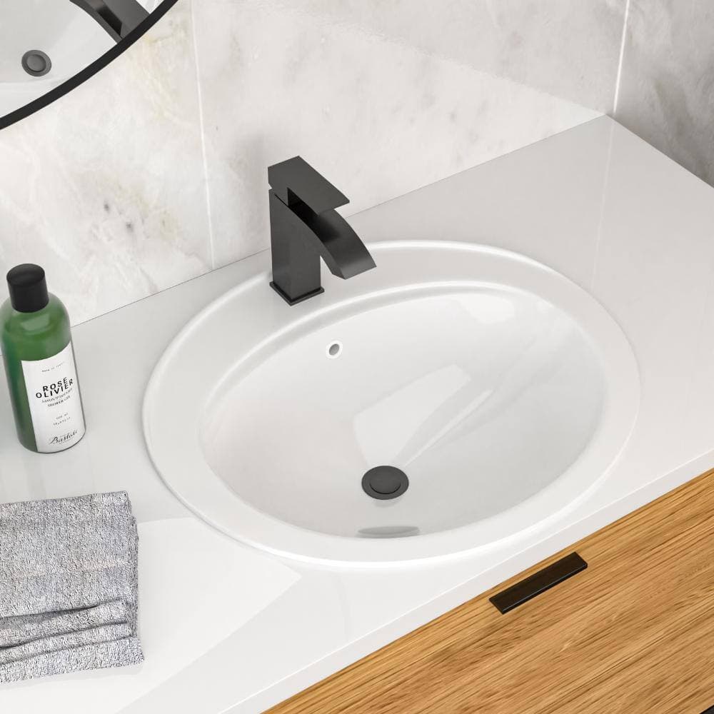 YSQCAR 21.8 in. Drop In Oval Bathroom Sink with Overflow,without Drain in White Ceramic (3)