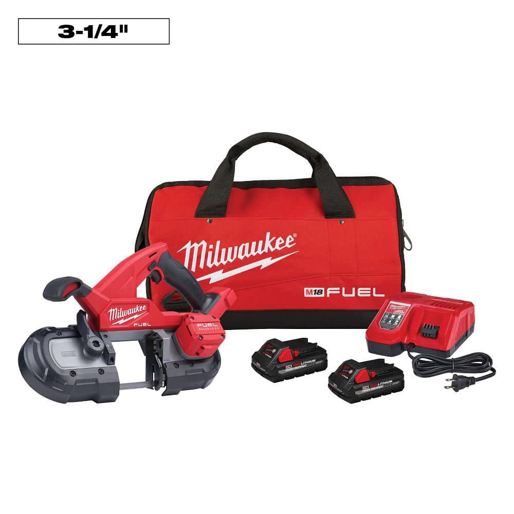 Milwaukee M18 FUEL 18V Lithium-Ion Brushless Cordless Compact Bandsaw Kit with Two 3.0 Ah High Output Batteries