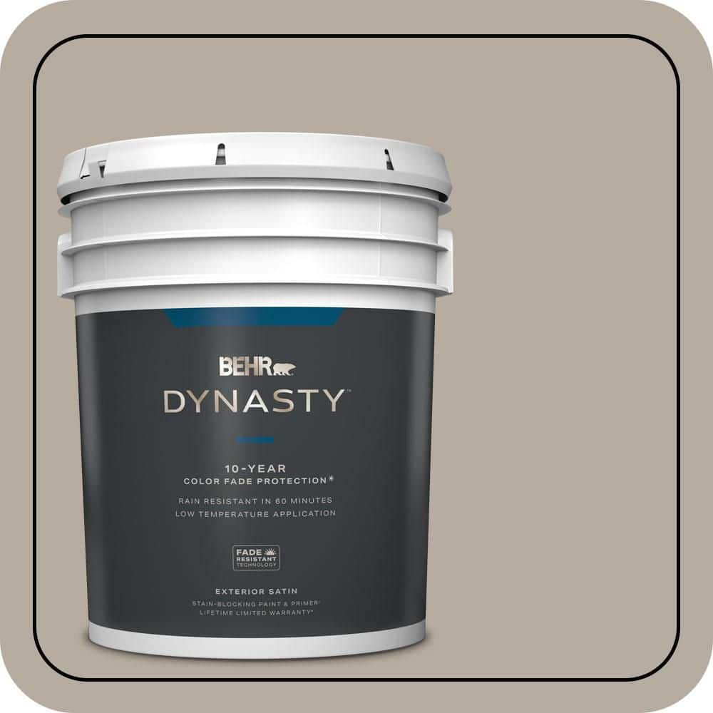 BEHR DYNASTY 5 gal. #PPU18-13 Perfect Taupe Satin Enamel Exterior Stain-Blocking Paint & Primer