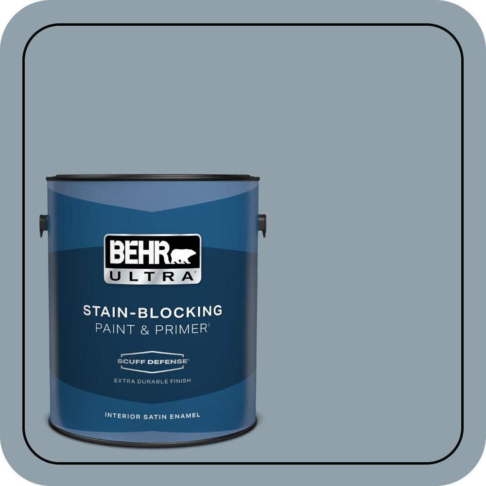 BEHR ULTRA 1 Gal. #N480-4A Dusty Denim Extra Durable Satin Enamel Interior Paint and Primer