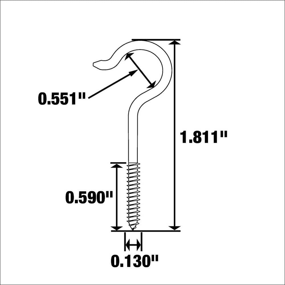 Everbilt 1/8 in. x 1-13/16 in. Zinc Screw Other Hook (3-Piece) (3)