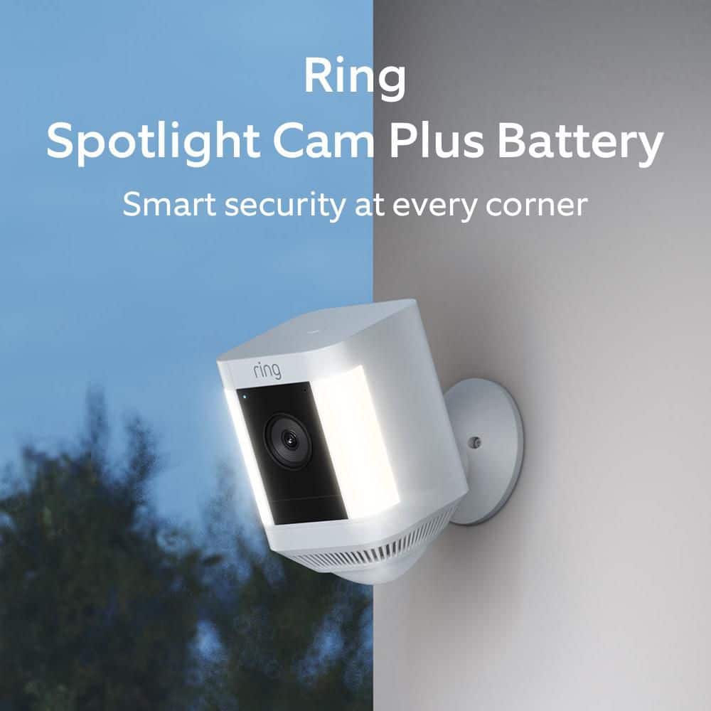 Ring Spotlight Cam Plus, Battery - Smart Security Video Camera with LED Lights, 2-Way Talk, Color Night Vision, White (3)