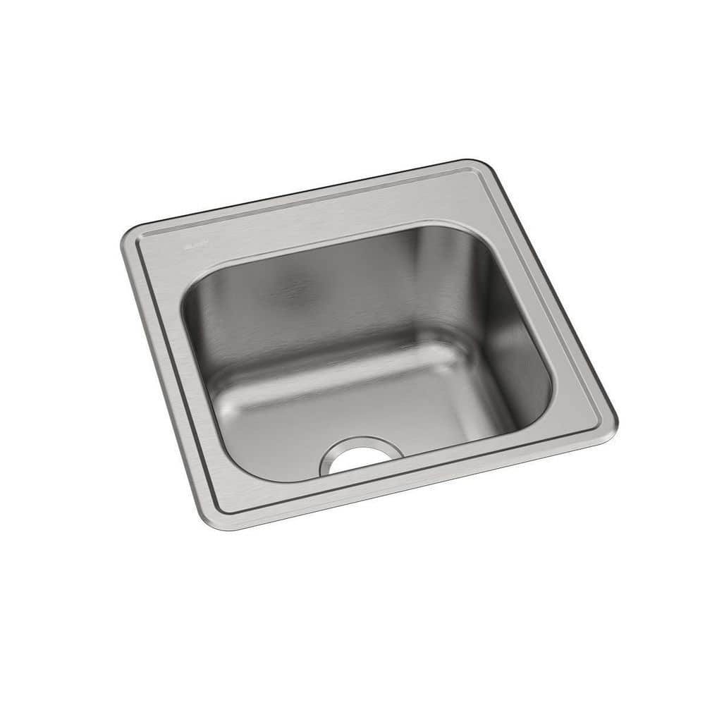 Elkay Celebrity 20 in. D x 20 in. W Drop-in Single Bowl Laundry/Utility Sink in Brushed Satin with No Faucet Holes