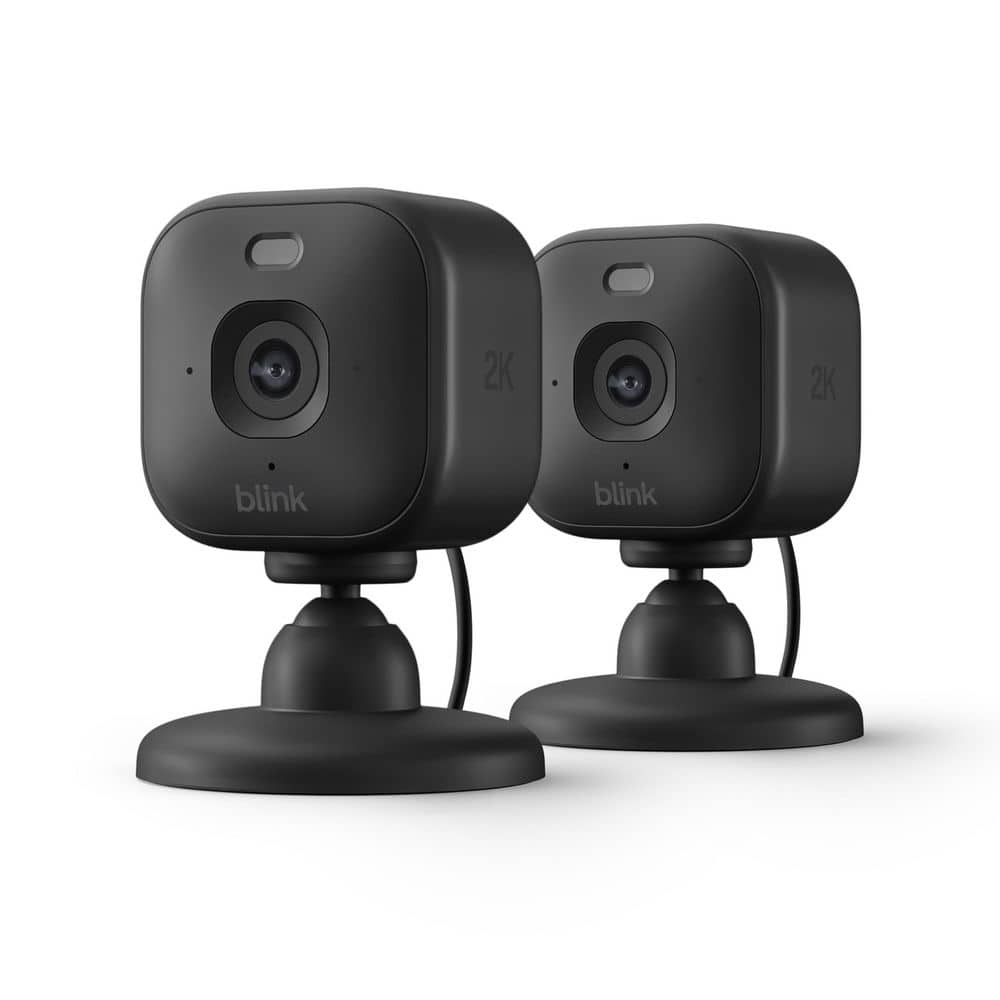 Blink Mini 2K+ (Newest Model)-Plug-In Home and Pet Security Camera W/ 2K Video Resolution,Motion Detection 2-Pack (Black)