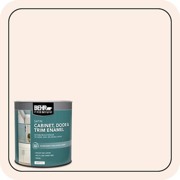 BEHR PREMIUM 1 qt. #M210-1 Seed Pearl Satin Enamel Interior/Exterior Cabinet, Door & Trim Paint (2)