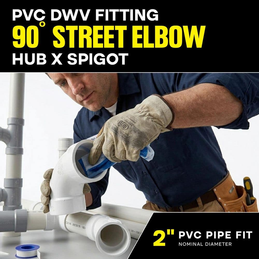 PLUMBFLEX 2 in. Rigid PVC DWV 1/4 Bend 90° Street Elbow, Hub x Spigot Connection, Durable Plumbing Fitting for Drain, (50 Pack) (3)