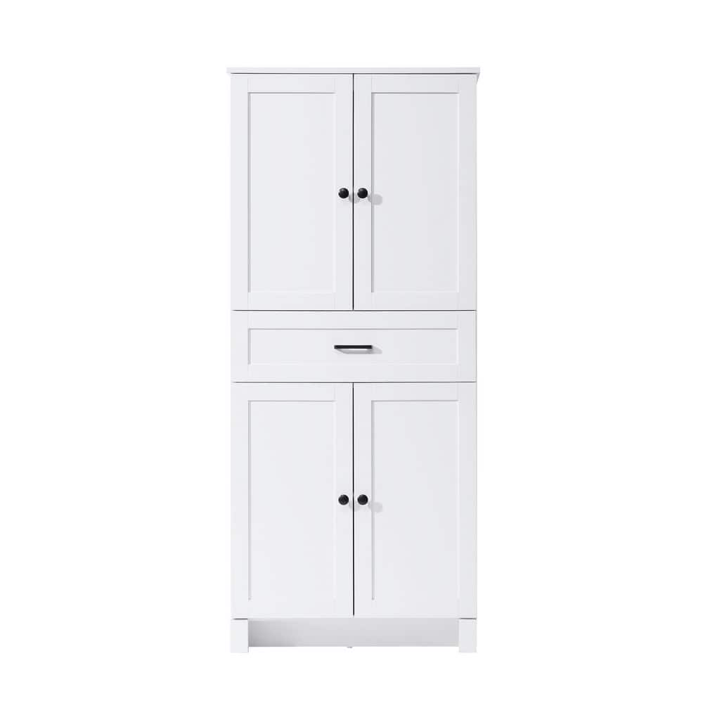 TIMELESS HOME 28 in. W x 18 in. D x 65 in. H White Freestanding Linen Cabinet (1)