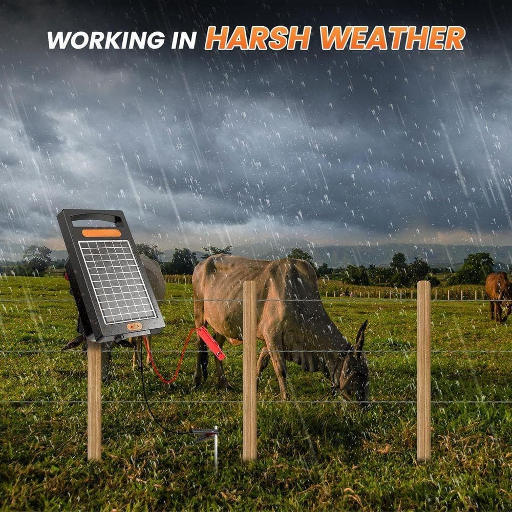 KIWDZFU 24 Hour Solar Electric Fence Charger 10 Miles Range Up to 10200 V Output 0.18 J Portable for Livestock Protection (3)
